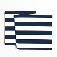 Navy Marine Blue 2" Wide Cabana Stripes