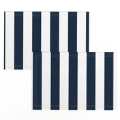 Navy Marine Blue 2" Wide Cabana Stripes