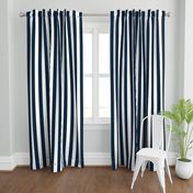 Navy Marine Blue 2" Wide Cabana Stripes