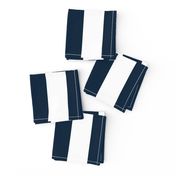 Navy Marine Blue 2" Wide Cabana Stripes