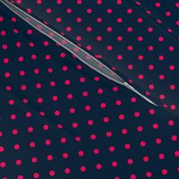 Mini Hot Pink Polkadots on Navy Blue