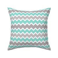 Turquoise Blue and Grey Gray Chevron