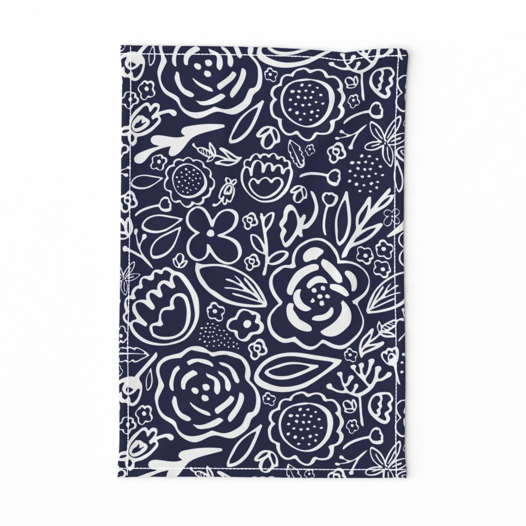 Floral Explosion (Navy & White)