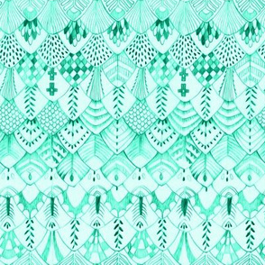 Feather Rows in Vivid Mint