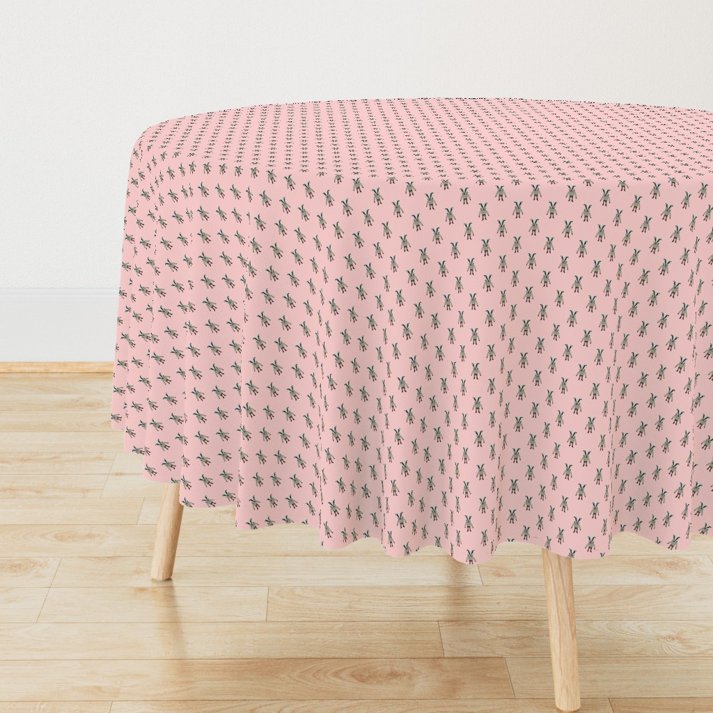 Badger Forest Friends All Over Repeat Pattern on Baby Pink