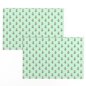 Fox Forest Friends All Over Repeat Pattern on Mint Green