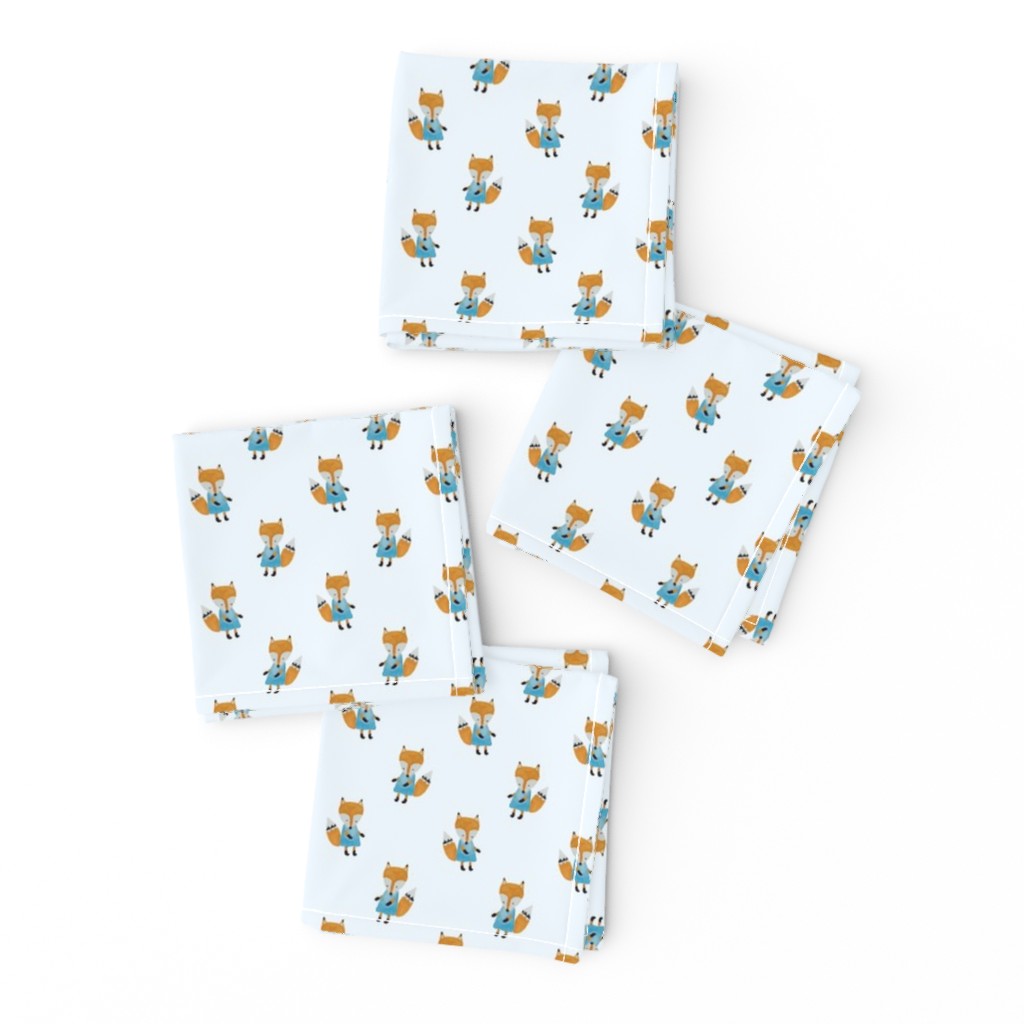 Fox Forest Friends All Over Repeat Pattern on Baby Blue