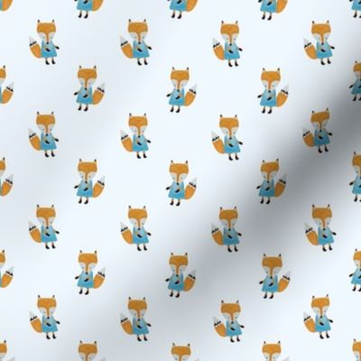 Fox Forest Friends All Over Repeat Pattern on Baby Blue