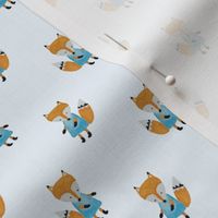 Fox Forest Friends All Over Repeat Pattern on Baby Blue