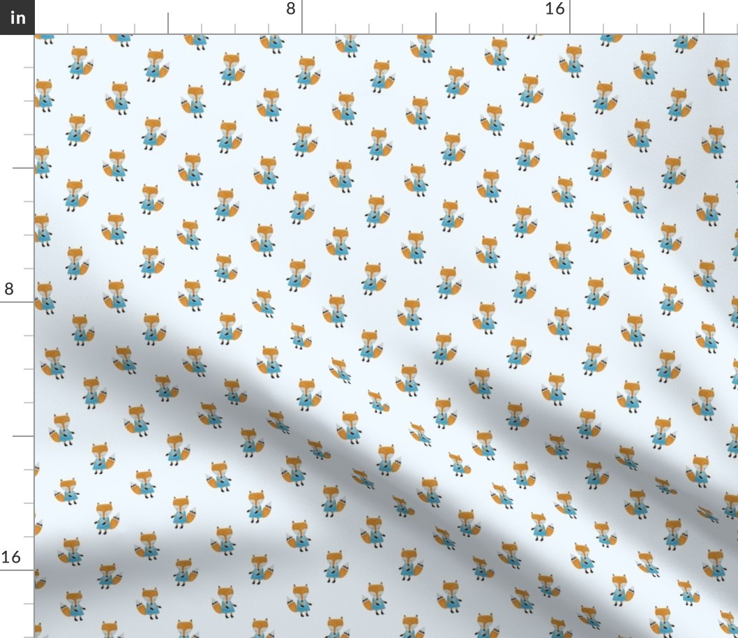 Fox Forest Friends All Over Repeat Pattern on Baby Blue