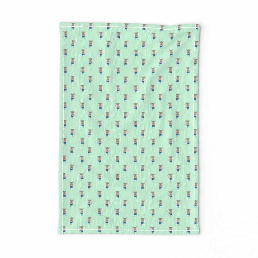 Mouse Forest Friends All Over Repeat Pattern in Mint Green