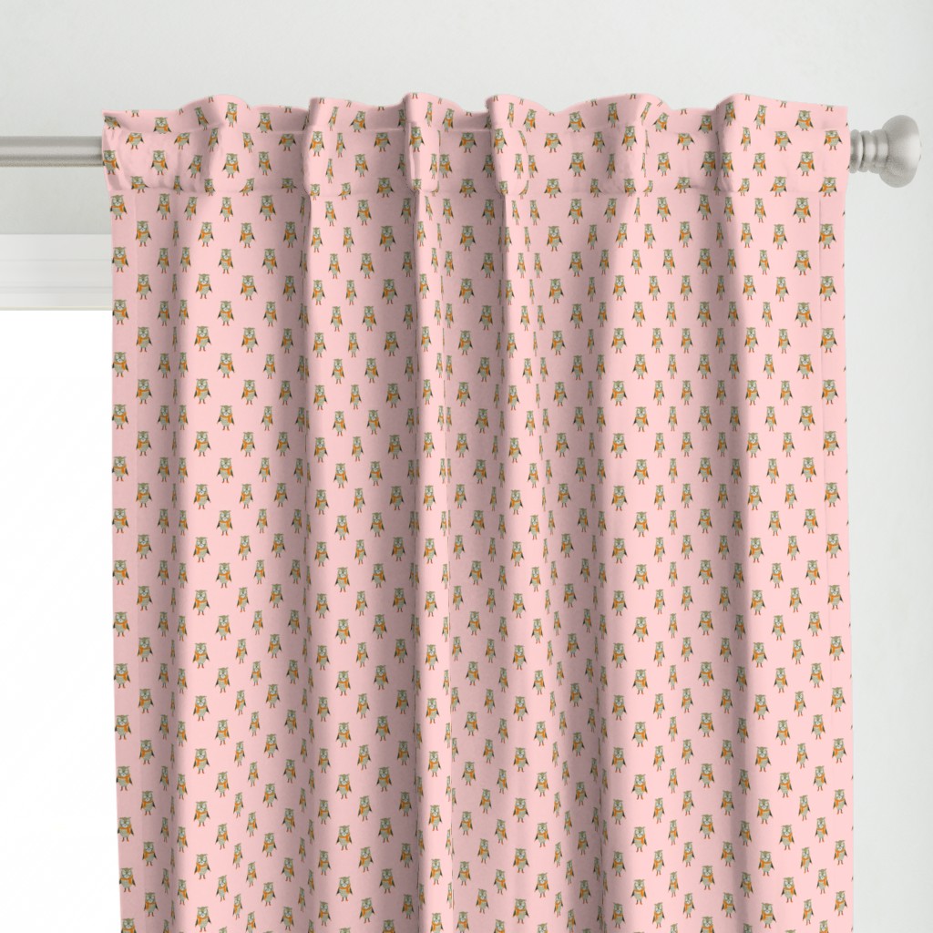 Owl Forest Friends All-Over Repeat Pattern in Baby Pink
