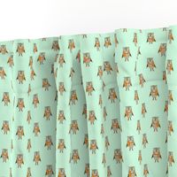 Owl Forest Friends All-Over Repeat Pattern in Mint Green