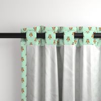 Owl Forest Friends All-Over Repeat Pattern in Mint Green