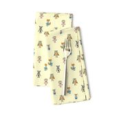 Forest Friends Woodland Animals Water Colors in Lemon Yellow