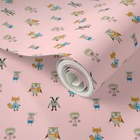 Forest Friends Woodland Animals Water Colors in Baby Pink