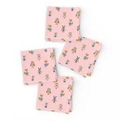 Forest Friends Woodland Animals Water Colors in Baby Pink