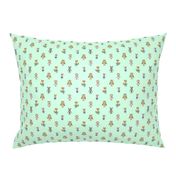 Forest Friends Woodland Animals Water Colors in Mint Green