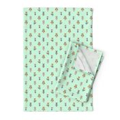 Forest Friends Woodland Animals Water Colors in Mint Green