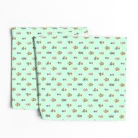 Forest Friends Woodland Animals Water Colors in Mint Green