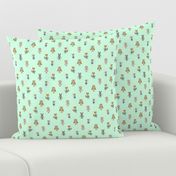 Forest Friends Woodland Animals Water Colors in Mint Green