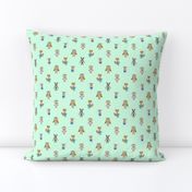 Forest Friends Woodland Animals Water Colors in Mint Green