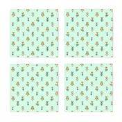 Forest Friends Woodland Animals Water Colors in Mint Green