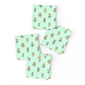 Forest Friends Woodland Animals Water Colors in Mint Green