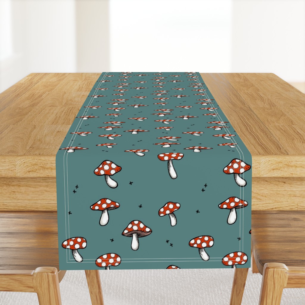 Mushrooms on Teal