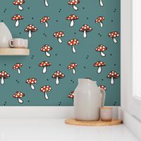 Mushrooms on Teal