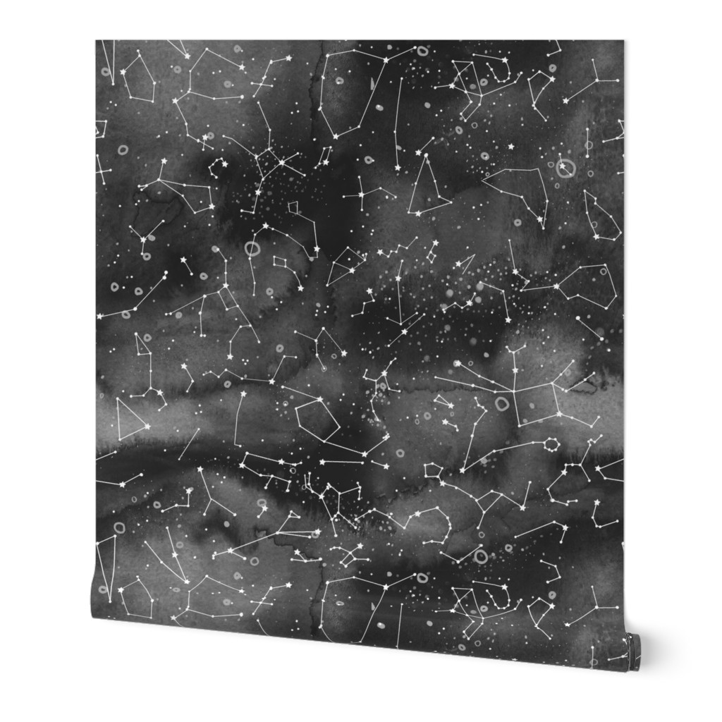 Constellations -black watercolour background