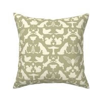 woodland damask cream on moss