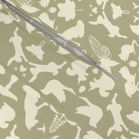 woodland damask cream on moss