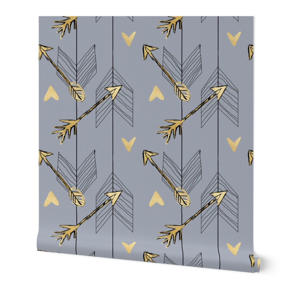 Gold Chevron Arrows on Grey