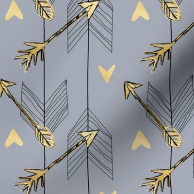 Gold Chevron Arrows on Grey