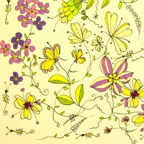 Vintage Flowers with Ants