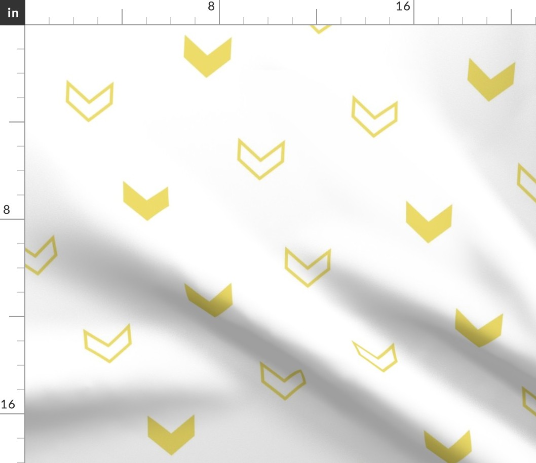 Solid and Hollow Yellow Chevrons on White