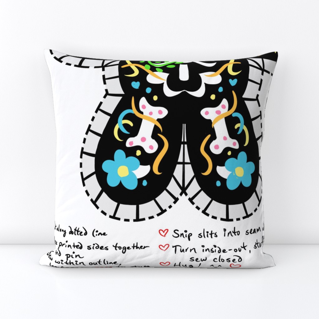 Cute Dia de los Muertos Skeleton Cut & Sew Pillow