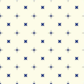 Tiny Blue and Grey Stars on Cream