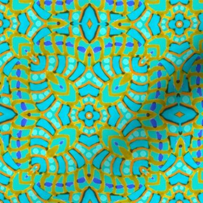 Aqua Batik Kaleidoscope Stripes