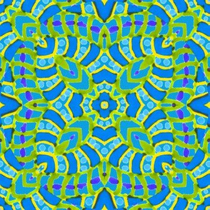 Sea Blue and Green Batik Kaleidoscope_Stripes