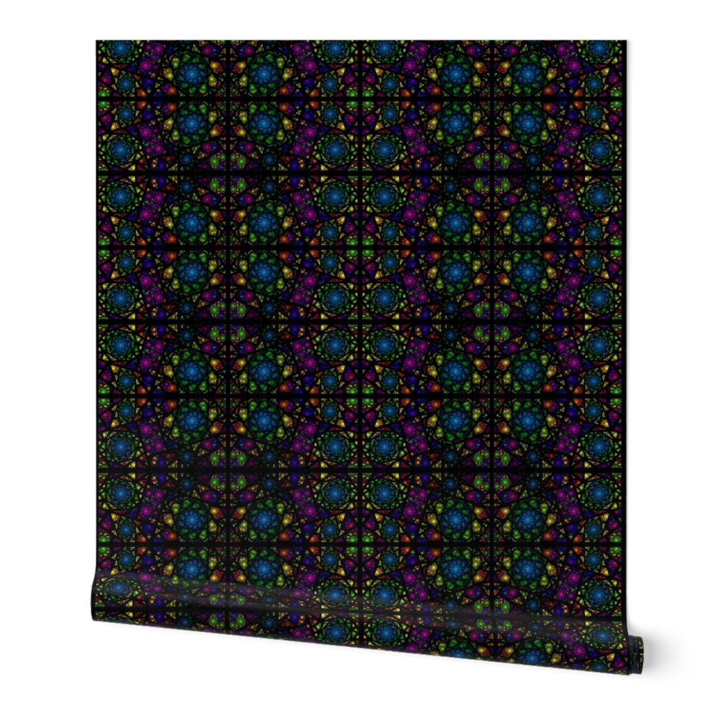 Fractal Stained Glass Small Wallpaper Spoonflower