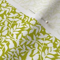 White Vine Silhouette on Olive Green