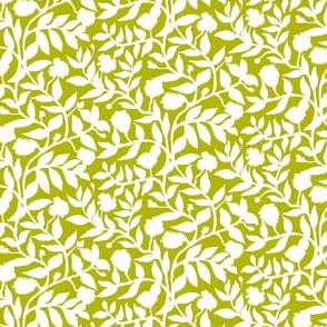 White Vine Silhouette on Olive Green