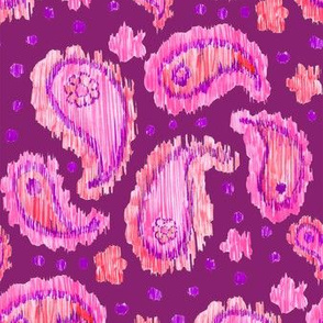 Ikat Paisley - pink and purple
