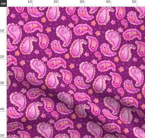 Ikat Paisley - pink and purple - Spoonflower