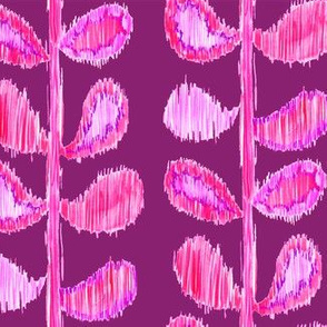 Ikat Stems - pink and violet