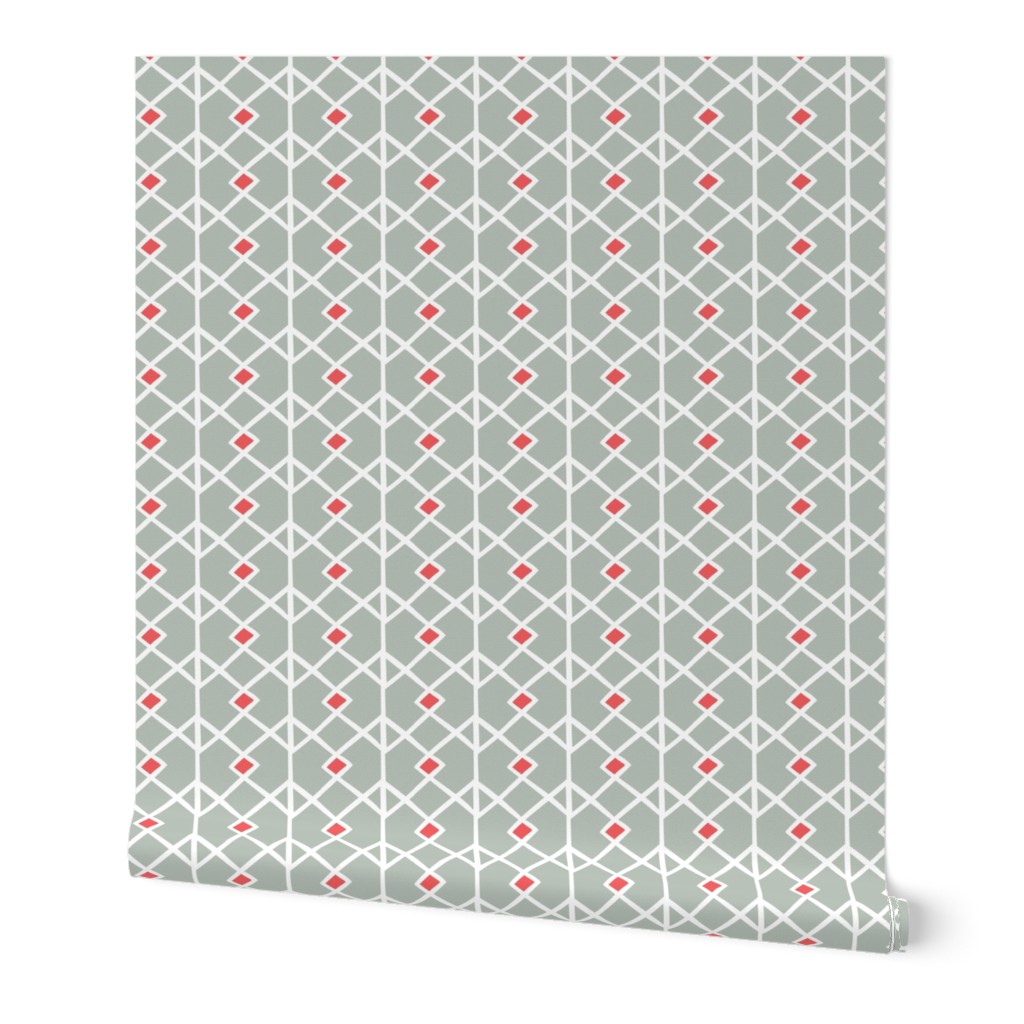 Annika Diamond - Geometric Grey & Red 