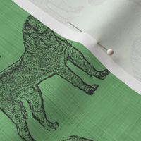 Dogue de Bordeaux stamp on linen - green