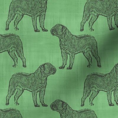 Dogue de Bordeaux stamp on linen - green